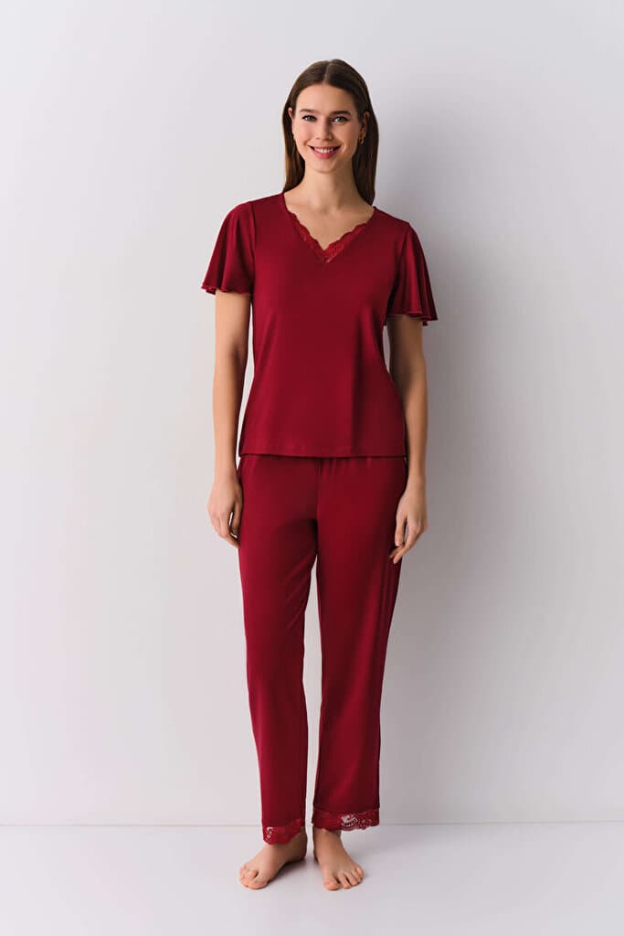SUWEN Handy Pyjamas Set - Burgundy - XXL