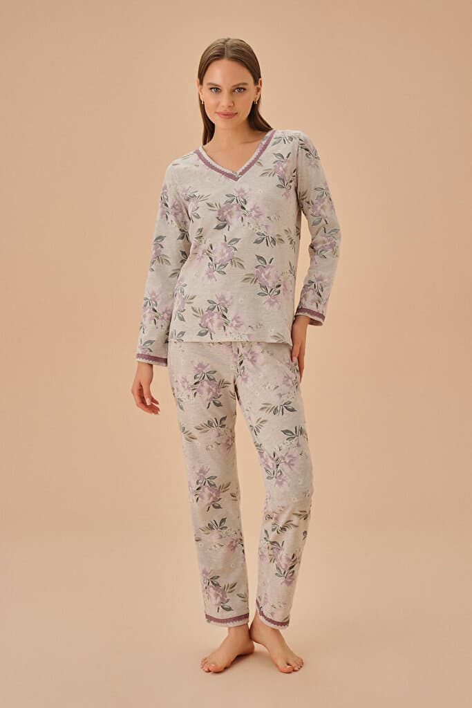 SUWEN Carmen Pyjamas Set - Beige Melange Print - XXL 2