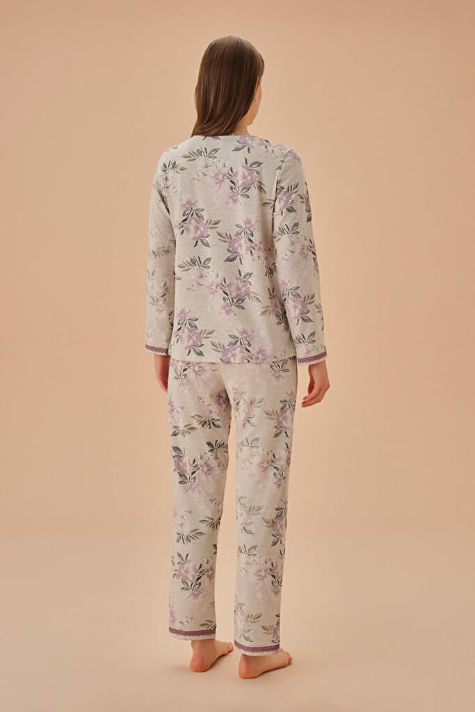 SUWEN Carmen Pyjamas Set - Beige Melange Print - XXL 4