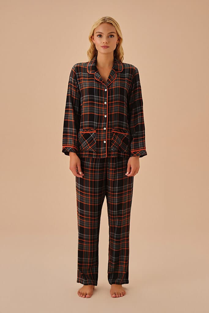 SUWEN Chelsea Masculine Pyjamas Set - Orange Plaid - XXL
