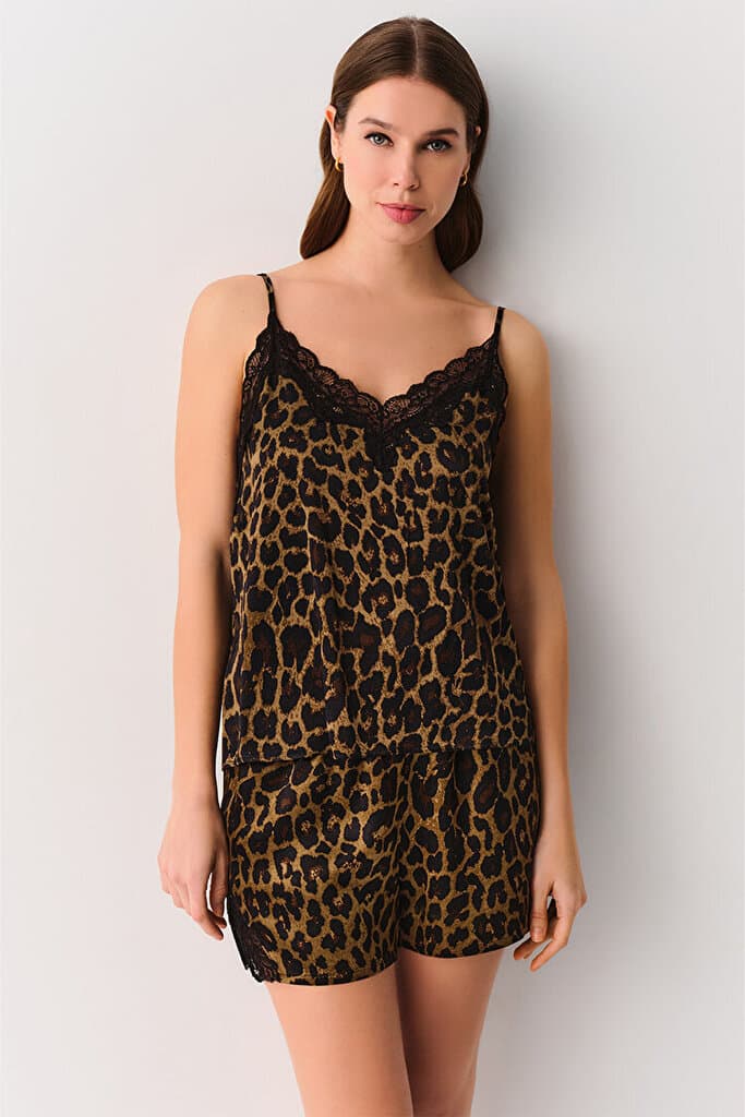 SUWEN Lioness Top - Leopard Print - M