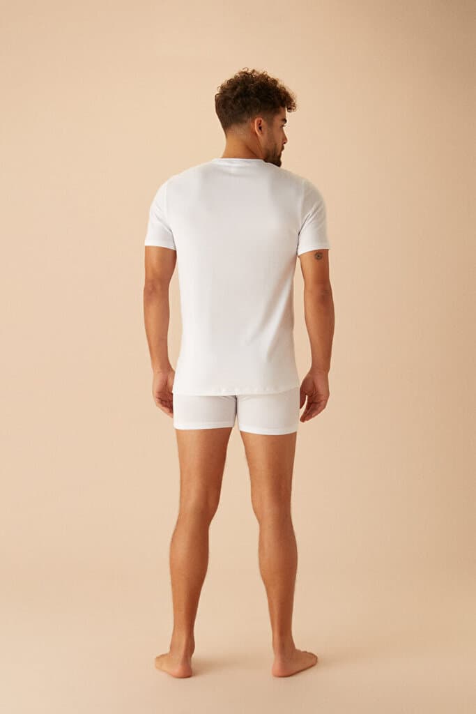 SUWEN Men V Neck Tshirt - White - M 4