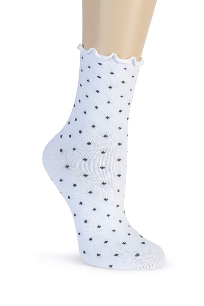 SUWEN Dotty Frill Midi Socket - White - STD