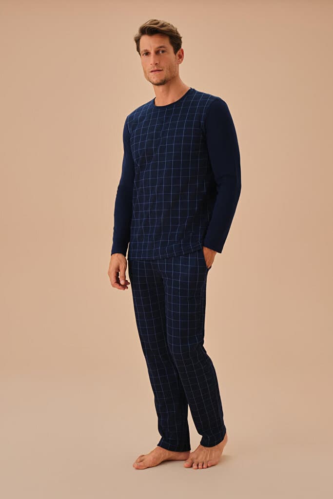 SUWEN Marcus Men Pyjamas Set - Navy Blue Print - L 2