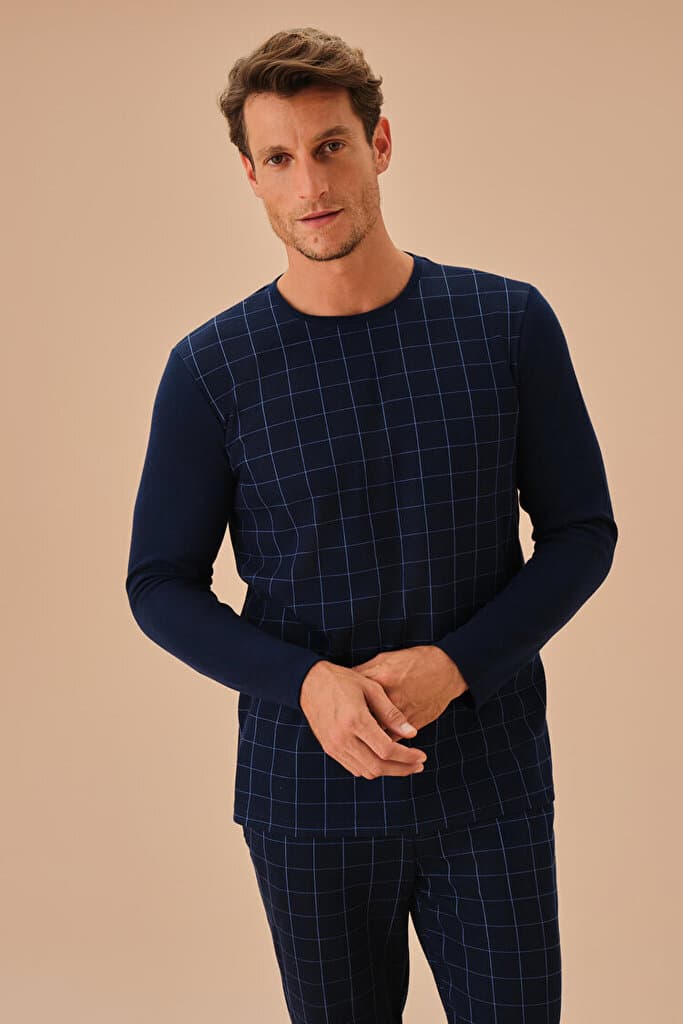 SUWEN Marcus Men Pyjamas Set - Navy Blue Print - L 3