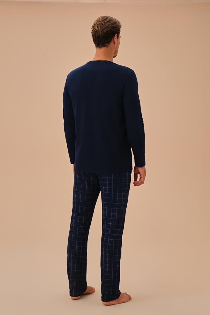 SUWEN Marcus Men Pyjamas Set - Navy Blue Print - L 4