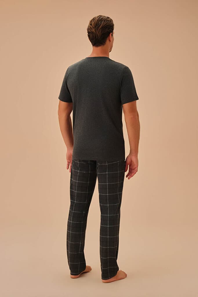 SUWEN Campus Men Pyjamas Set - Anthracite Mel. Plaid - 3XL 4