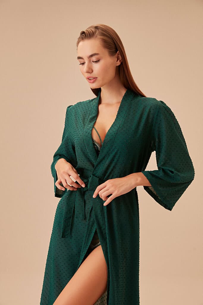 SUWEN Chloe Long Morning Gown - Jade - XL 2