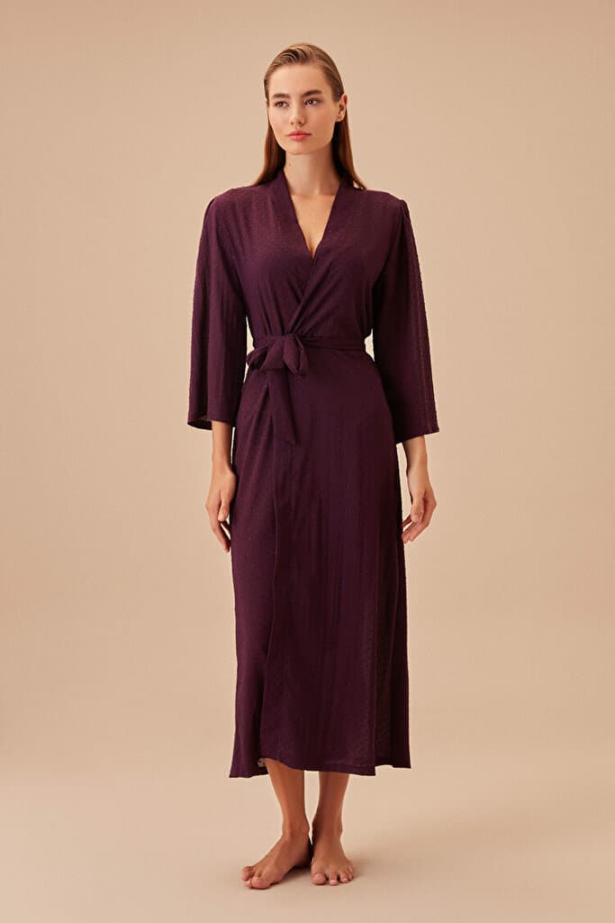SUWEN Chloe Long Morning Gown - Purple - M 3