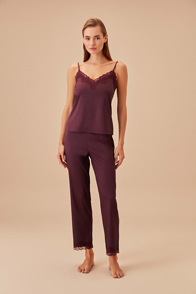SUWEN Pansy Lace Supant - Plum - L 2