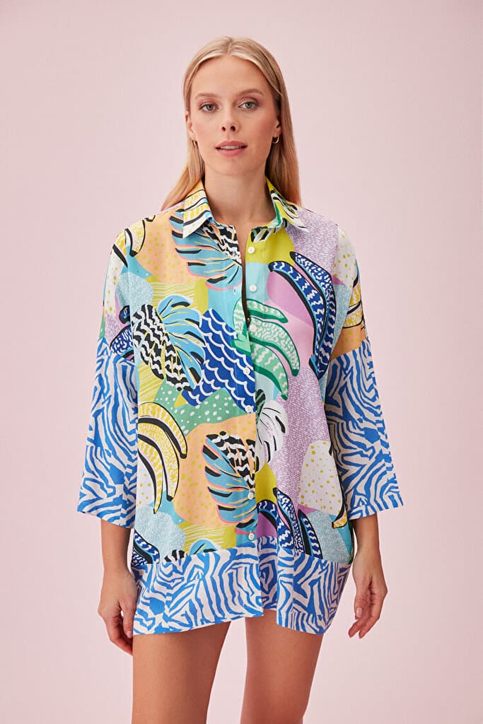 SUWEN Marilyn Tunic - Sax Print - S/M