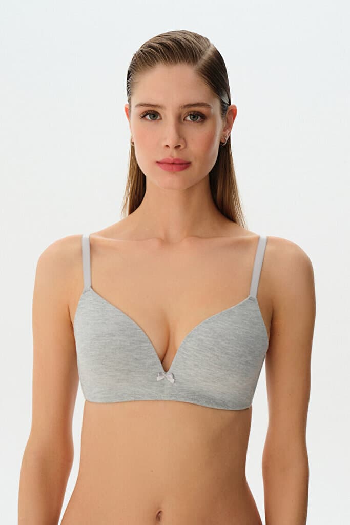 SUWEN Cotton Soft Bra - Gray Melange - 75 C