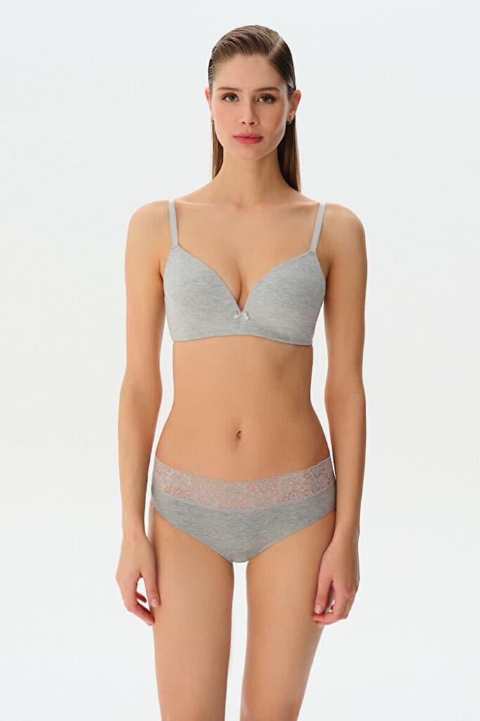 SUWEN Cotton Soft Bra - Gray Melange - 75 C 2