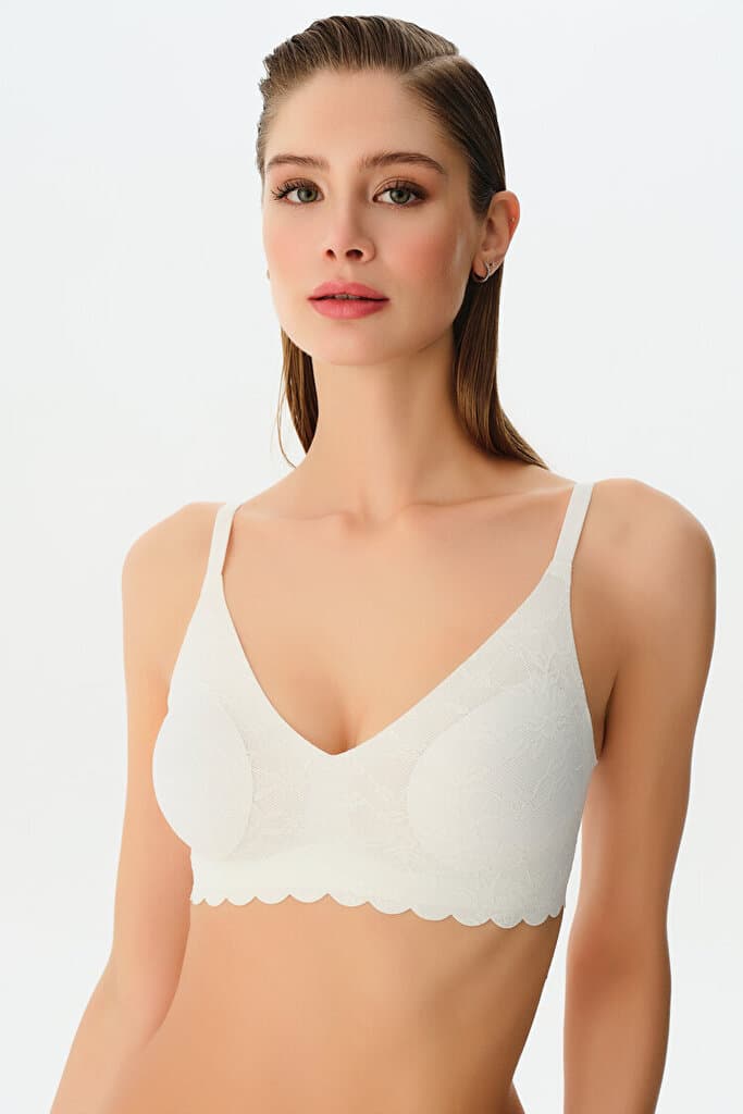 SUWEN Invisible Lacy Soft Bra - Ecru - XXL 3