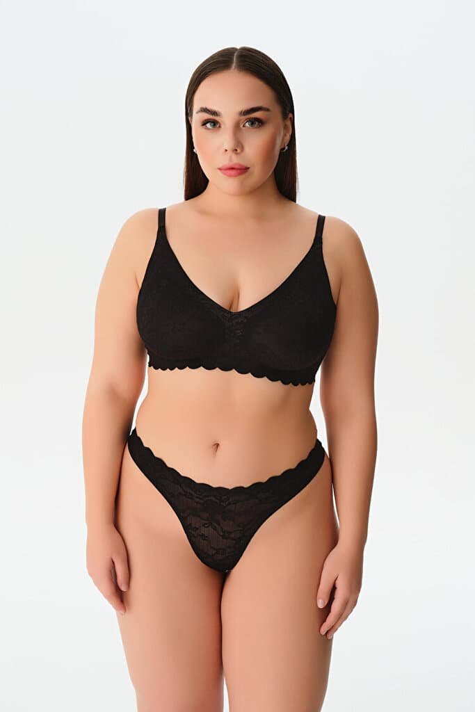 SUWEN Invisible Lacy Soft Bra - Black - XXL 2
