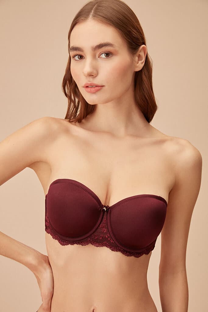 SUWEN Linda Lace Strapless - Plum - 75 C