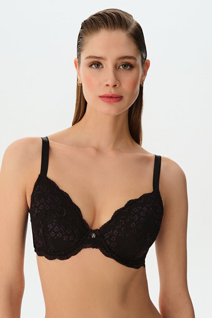 SUWEN Linda Lace Balconette - Black - 75 C