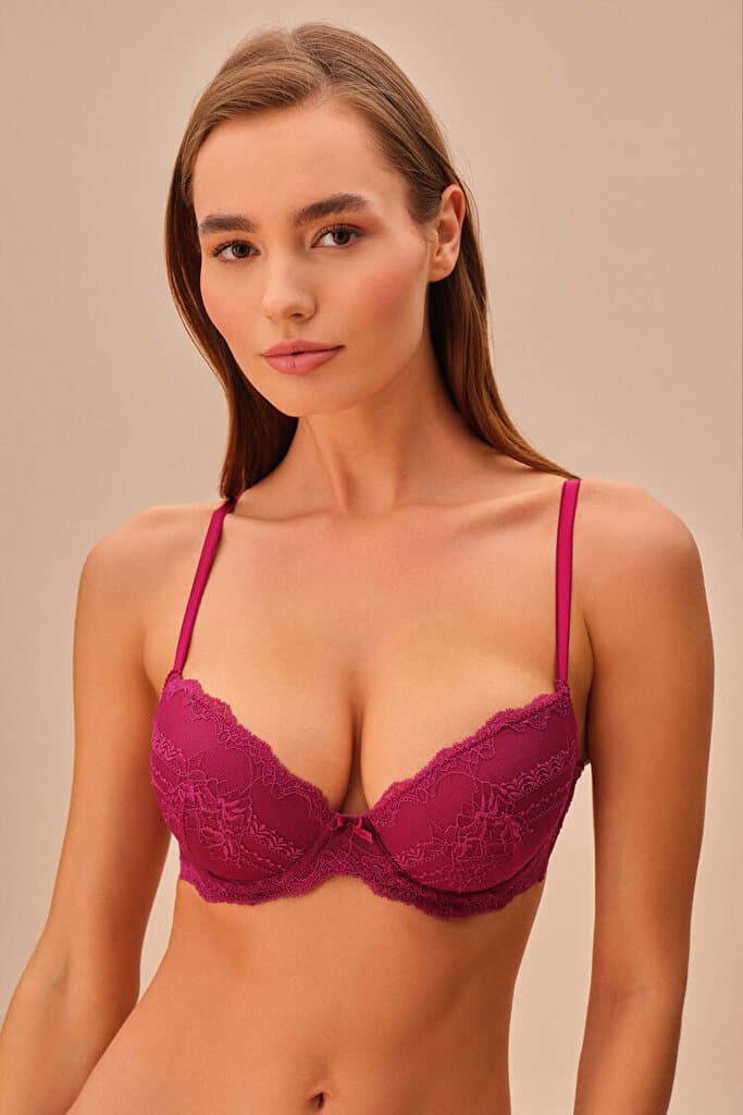 SUWEN Mi Amore Padded Bra - Berry - 75 C