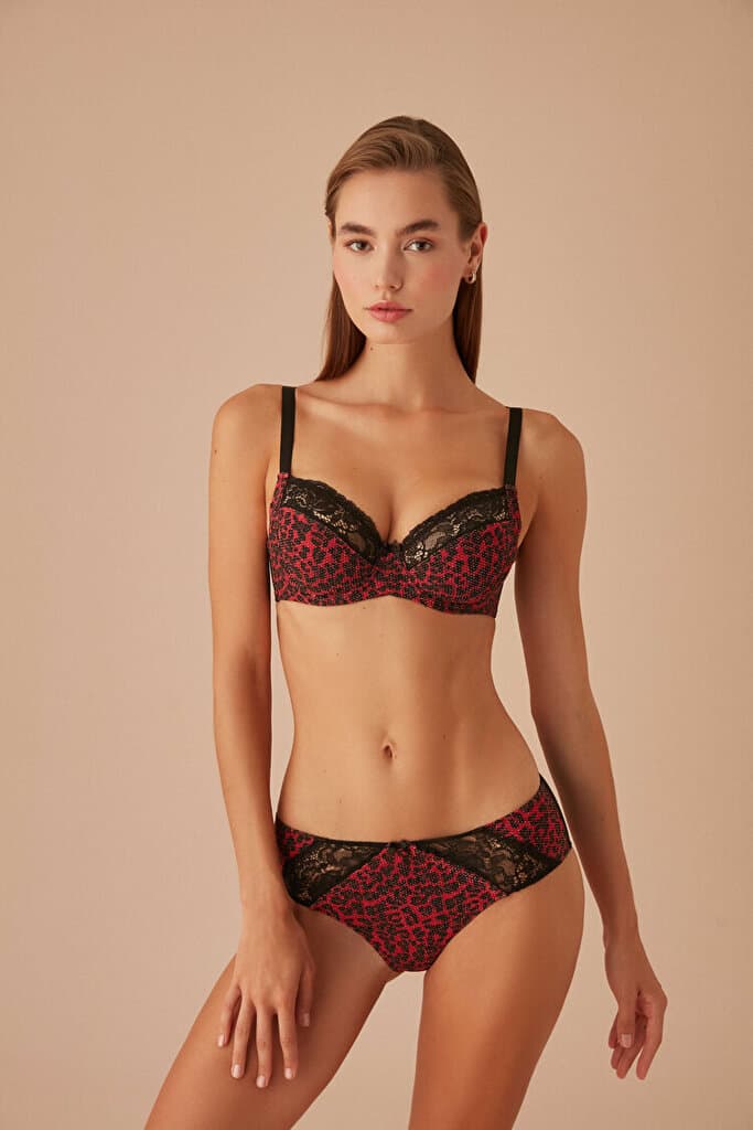 SUWEN Madeleine Fashion Control Bra - Red Leopard Print - 75 C 2