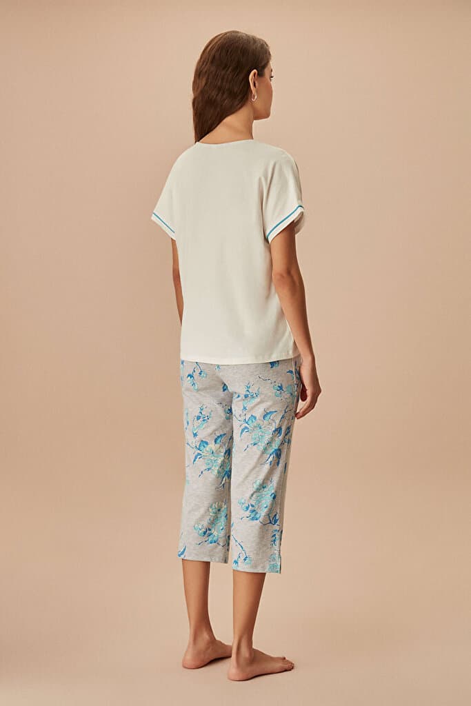 SUWEN Melani Capri Set - Gray Melange Print - XXL 4