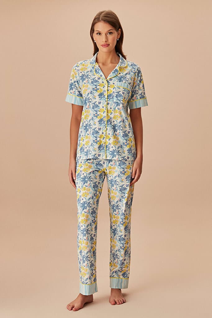 SUWEN Mira Masculine Pyjamas Set - Blue Print - 3XL