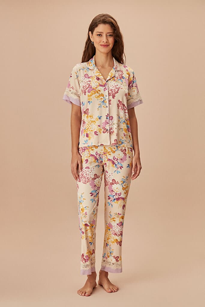 SUWEN Amour Masculine Pyjamas Set - Lilac Print - XXL