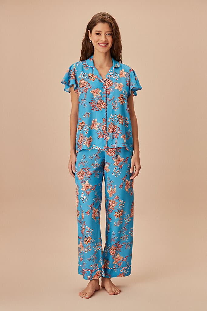 SUWEN Nadia Masculine Pyjamas Set - Blue Print - XL