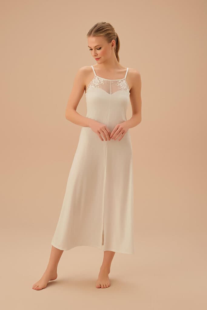 SUWEN Swan Long Nightie - Ecru - L 2