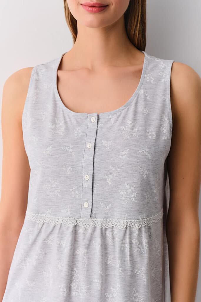 SUWEN Gloria Nightie - Gray Melange Print - M 3