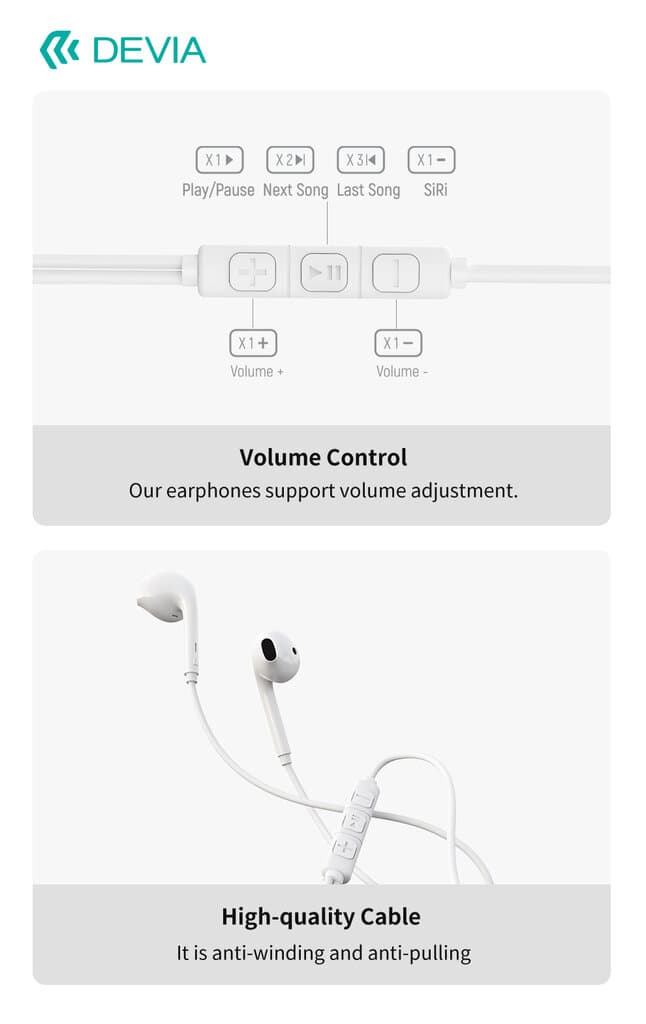 Devia Kintone Series A3 Wired Earphone (3.5mm) - White 3