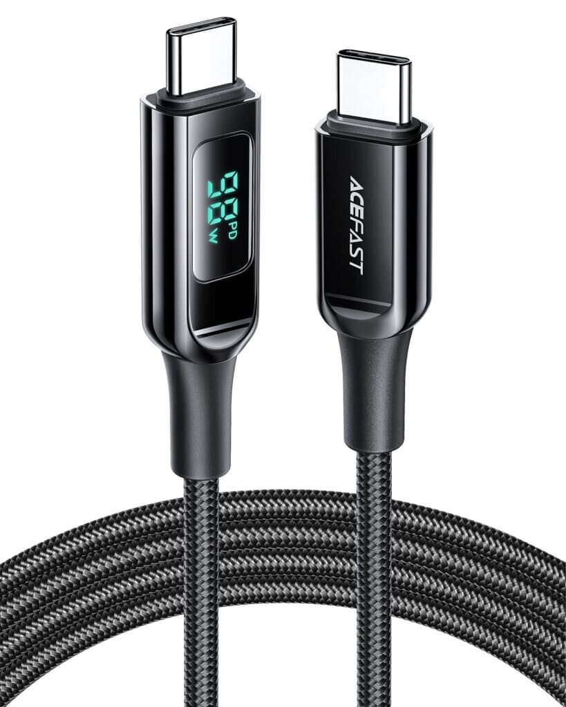 ACEFAST USB-C to USB-C 100W zinc alloy digital display braided charging data cable 3