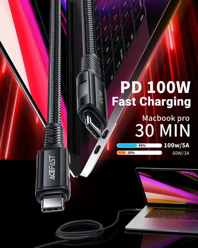 ACEFAST USB-C to USB-C 100W aluminum alloy charging data cable 4
