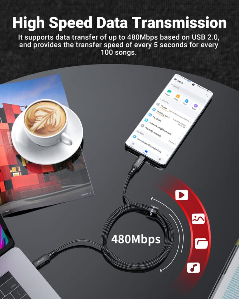 ACEFAST USB-C to USB-C 100W aluminum alloy charging data cable 5