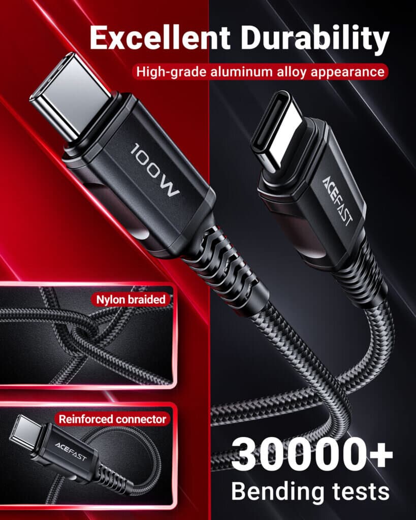 ACEFAST USB-C to USB-C 100W aluminum alloy charging data cable 6