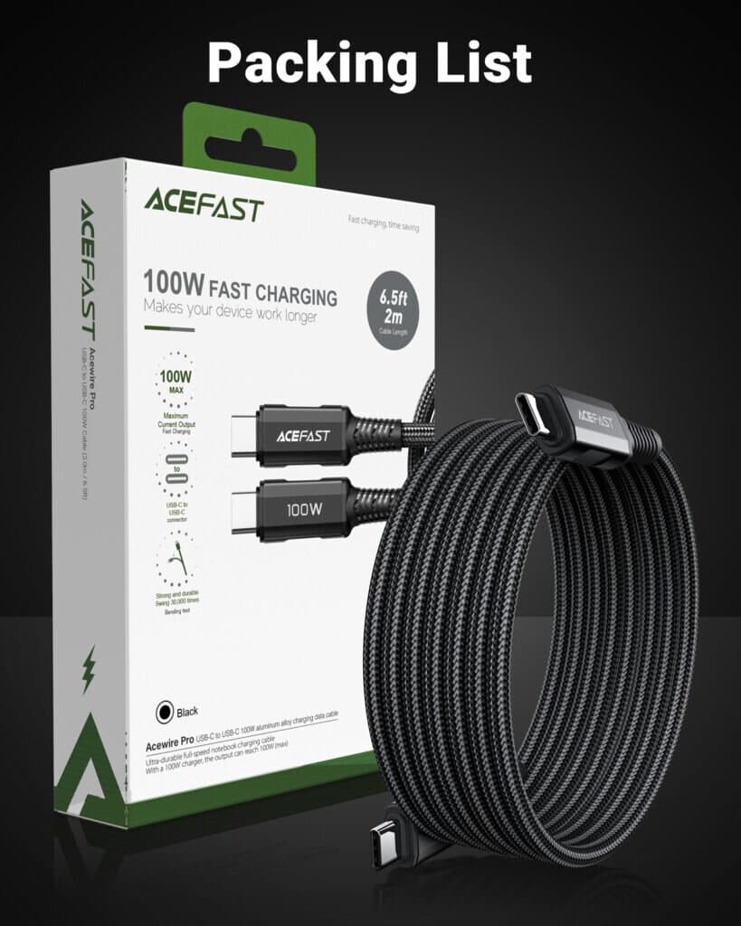 ACEFAST USB-C to USB-C 100W aluminum alloy charging data cable 9