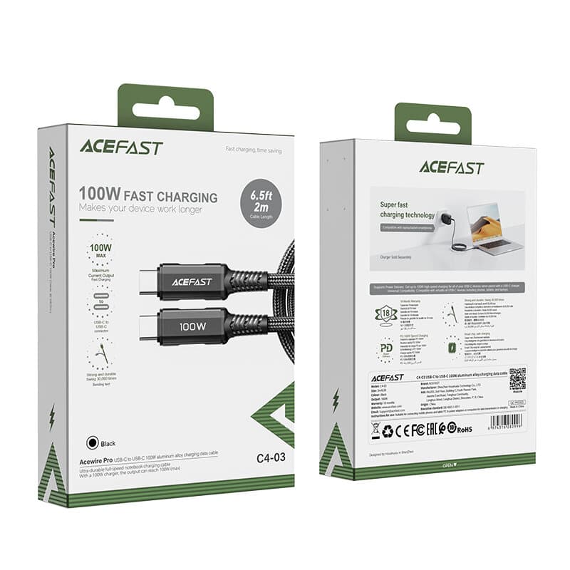 ACEFAST USB-C to USB-C 100W aluminum alloy charging data cable 12