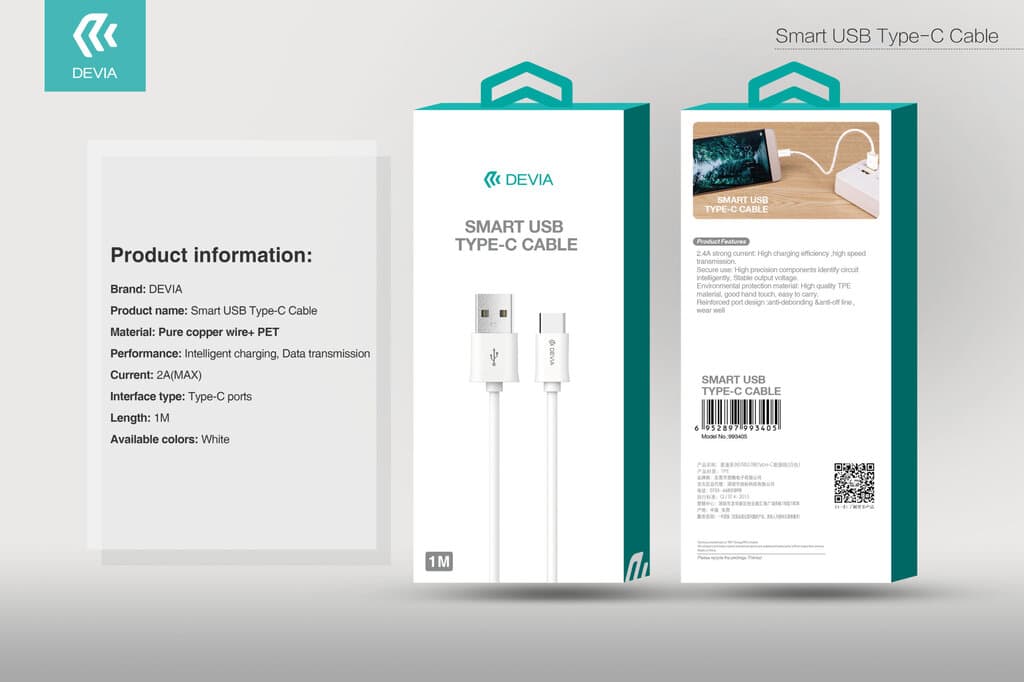Devia Smart Series Cable For Type-C (5V 2A,2M) EC066 5