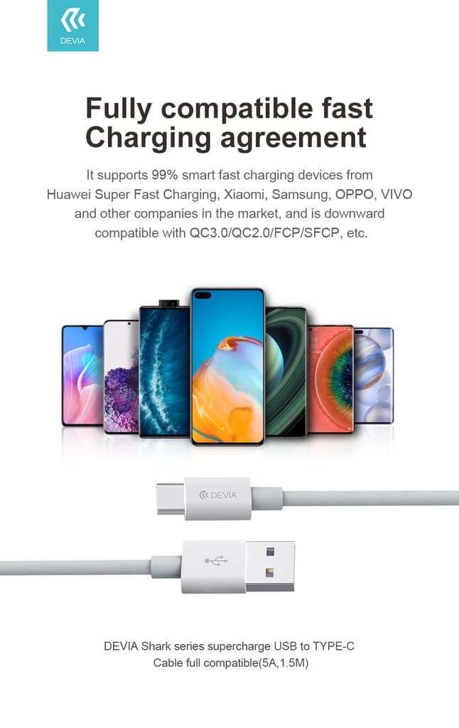 Smart Series Super Charge USB To Type-C Cable Full Compatible (5A,1.5M) 11