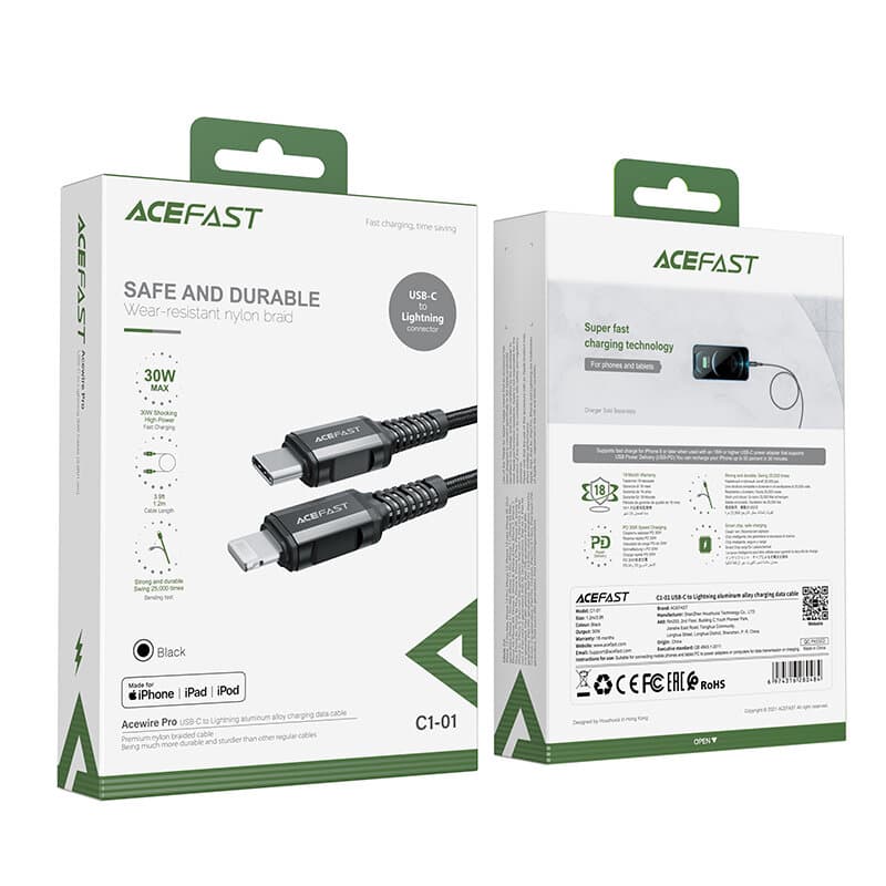 ACEFAST USB-C to Lightning aluminum alloy charging data cable 3