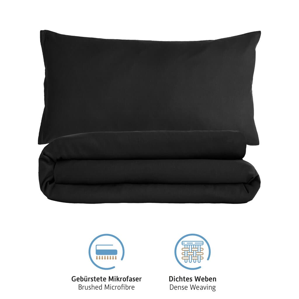 Komfortec Duvet Cover Set - 2pcs - 155*220 cm - Black