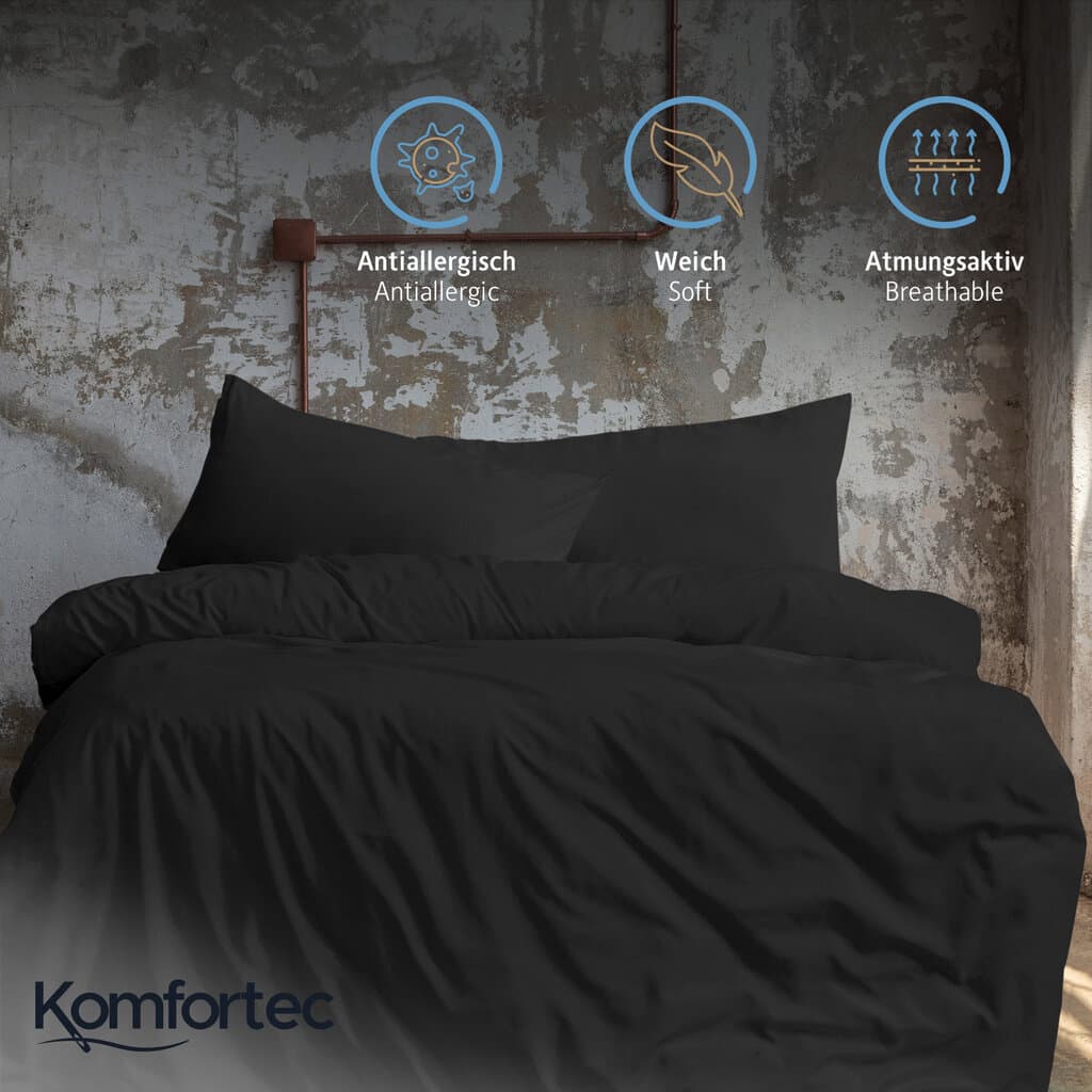 Komfortec Duvet Cover Set - 2pcs - 155*220 cm - Black 3