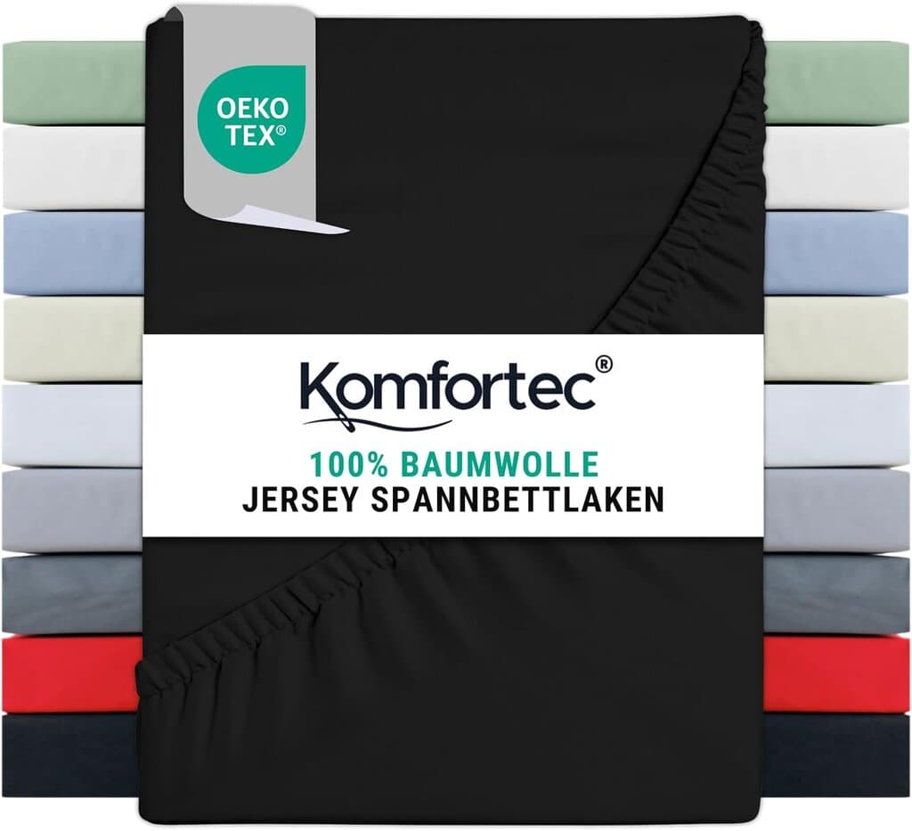 Komfortec Cotton Fitted Sheet - 90*200 cm - Black