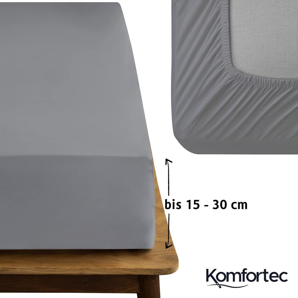 Komfortec Cotton Fitted Sheet - 90*200 cm - Grey 2