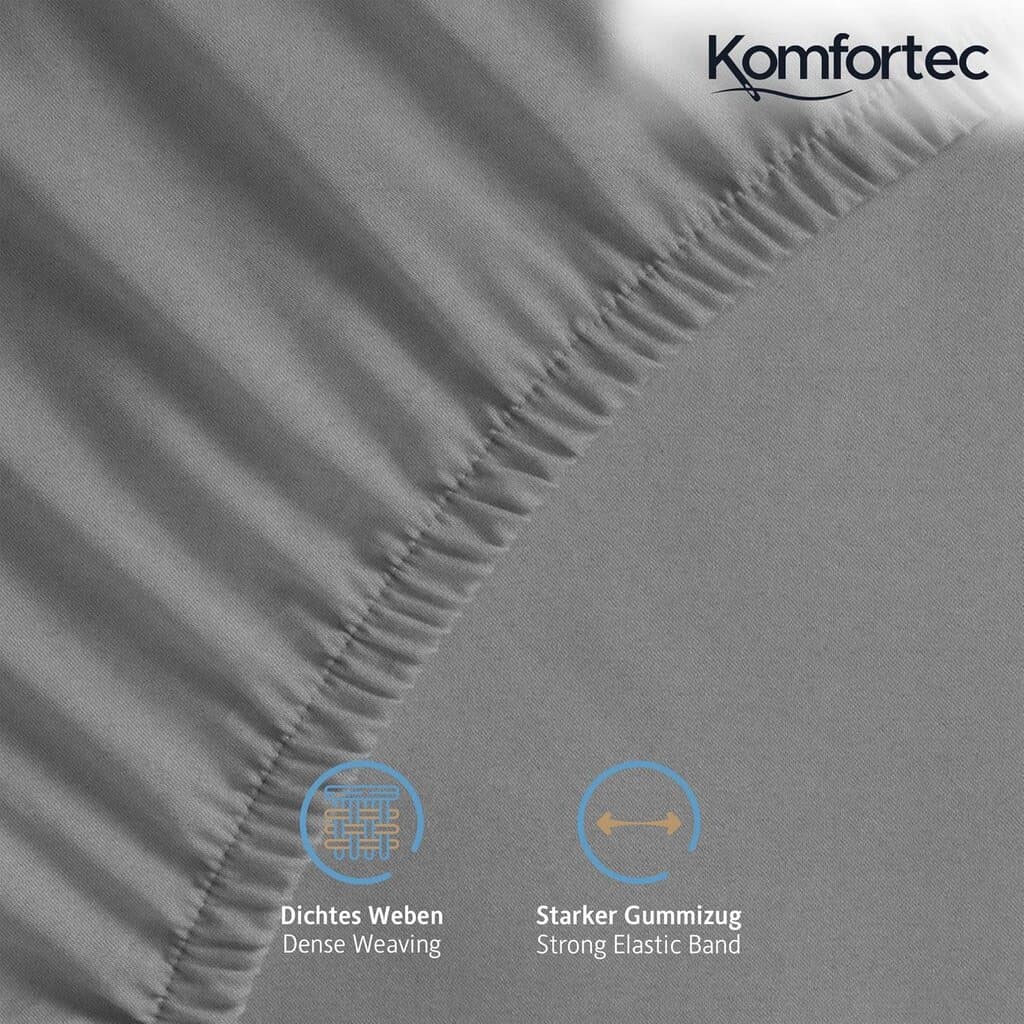 Komfortec Cotton Fitted Sheet - 90*200 cm - Grey 3