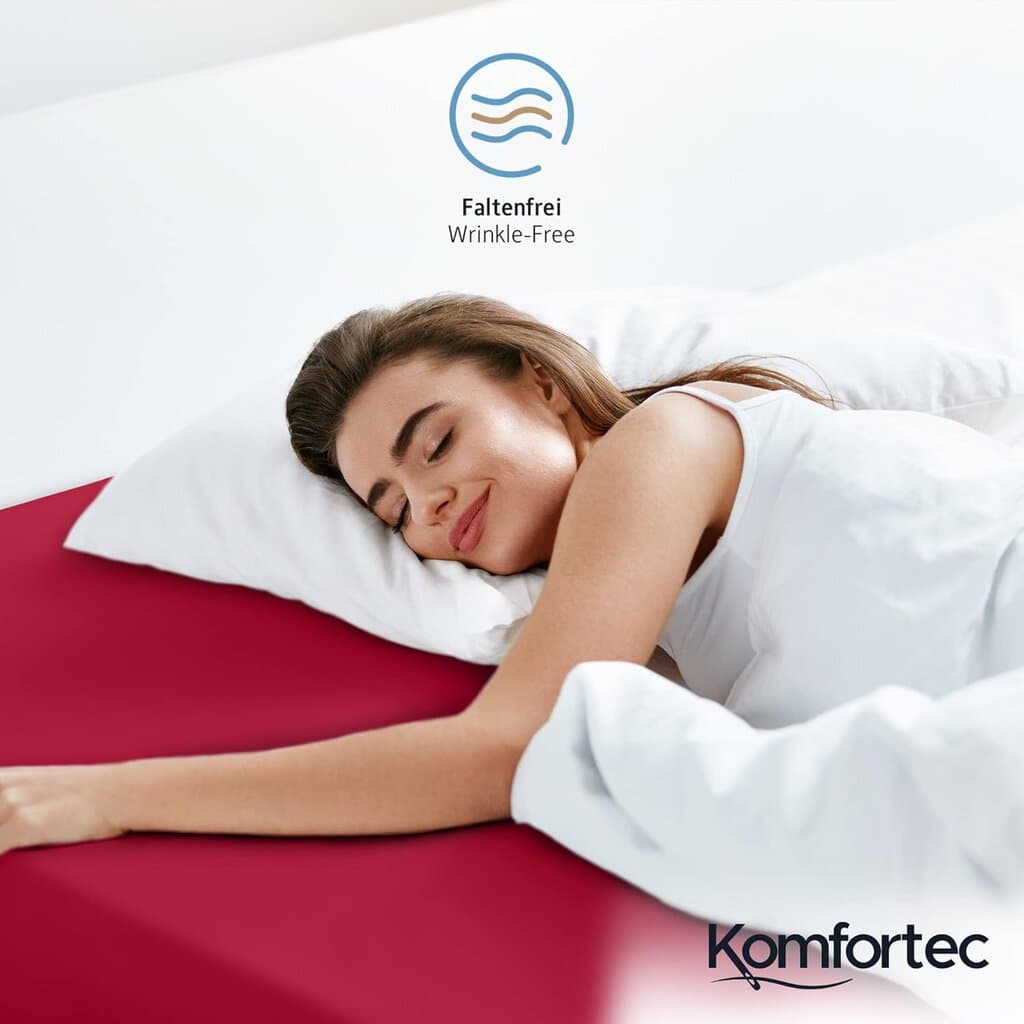 Komfortec Cotton Fitted Sheet - 180*200 cm - Red 2
