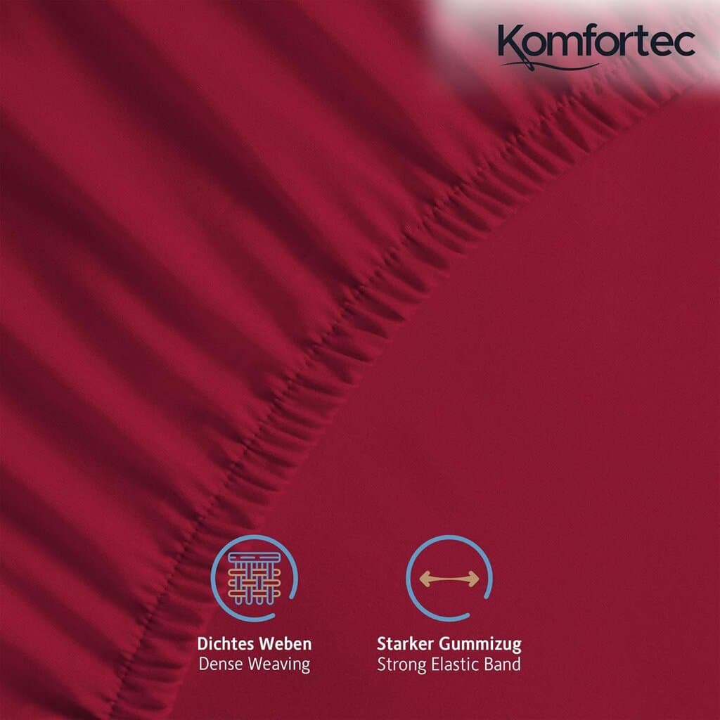Komfortec Cotton Fitted Sheet - 180*200 cm - Red 3