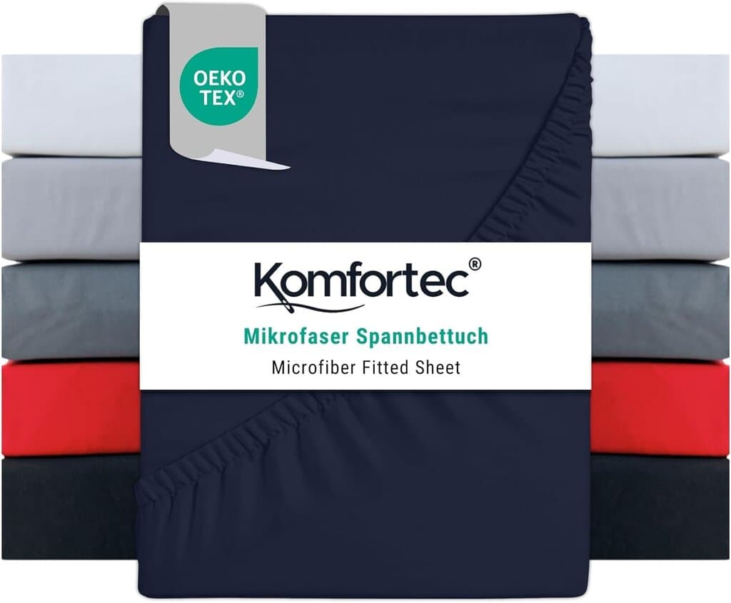 Komfortec Cotton Fitted Sheet - 200*200 cm - Blue