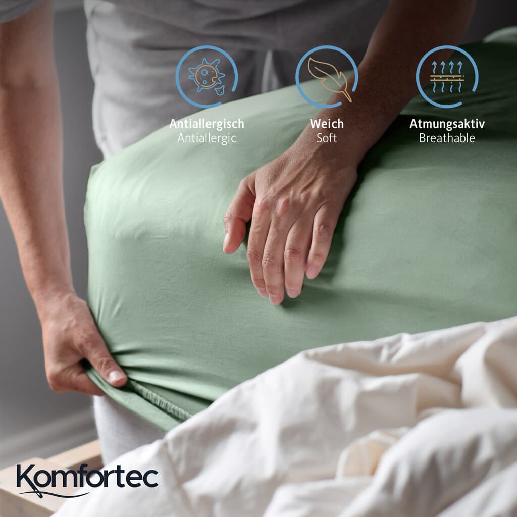 Komfortec Cotton Fitted Sheet - 180*200 cm - Green 2