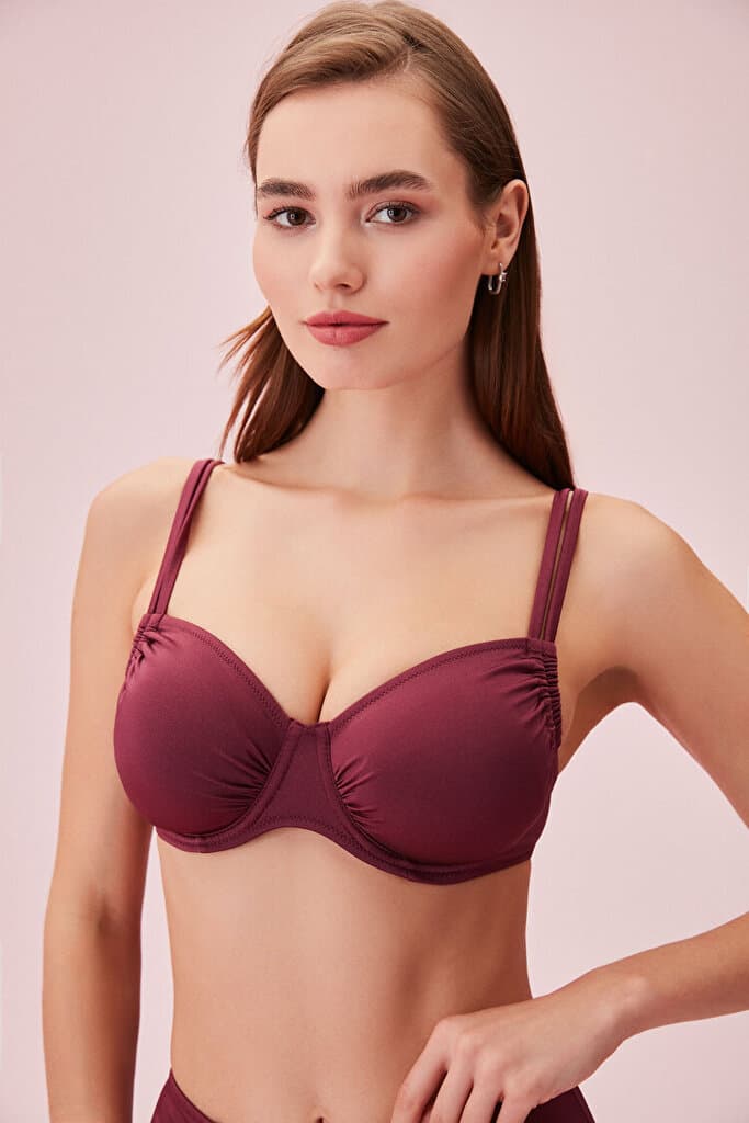 SUWEN Bendy Underwire Bikini Top - Plum - 40