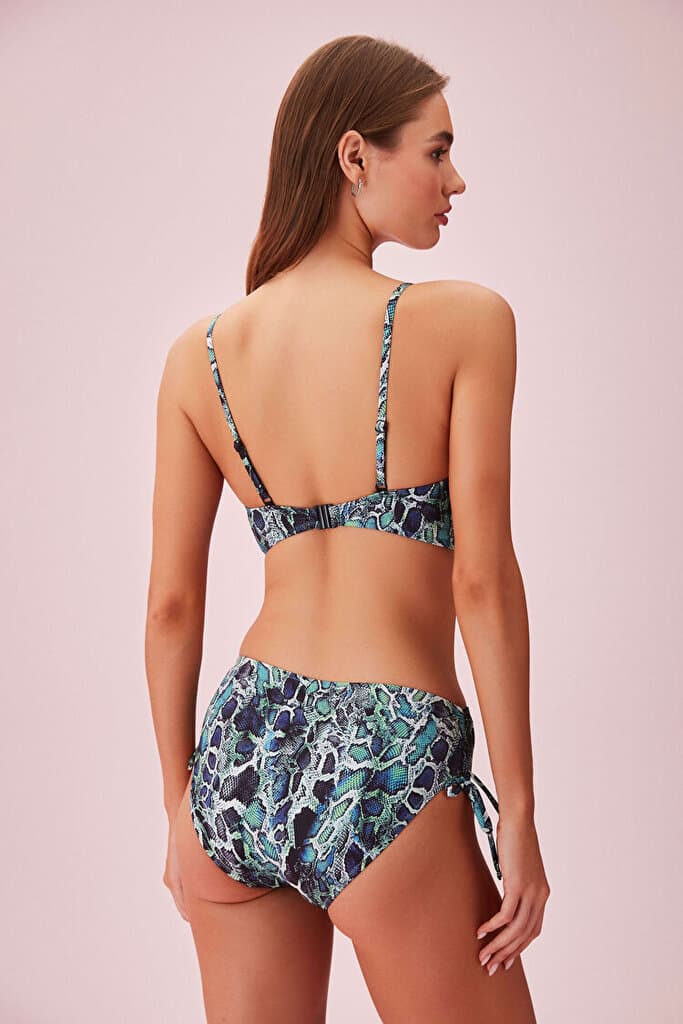 SUWEN Drawstring Green Bikini Bottom - Green Snake - 36 4